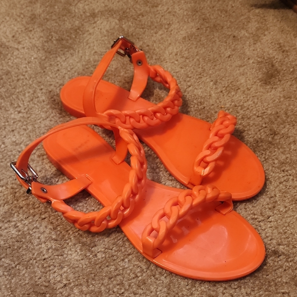 Givenchy Orange Jelly Braided Strap Sandals